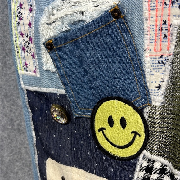 Urban Outfitters denim multi color  leg  BDG Multicolor Patchwork Flare jeans 25 - Picture 8 of 16